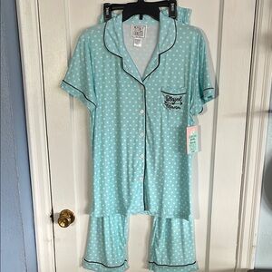 Blessed Mama Maternity Small Polka Dot Pajama Set Mentally Exhausted Top Pants S